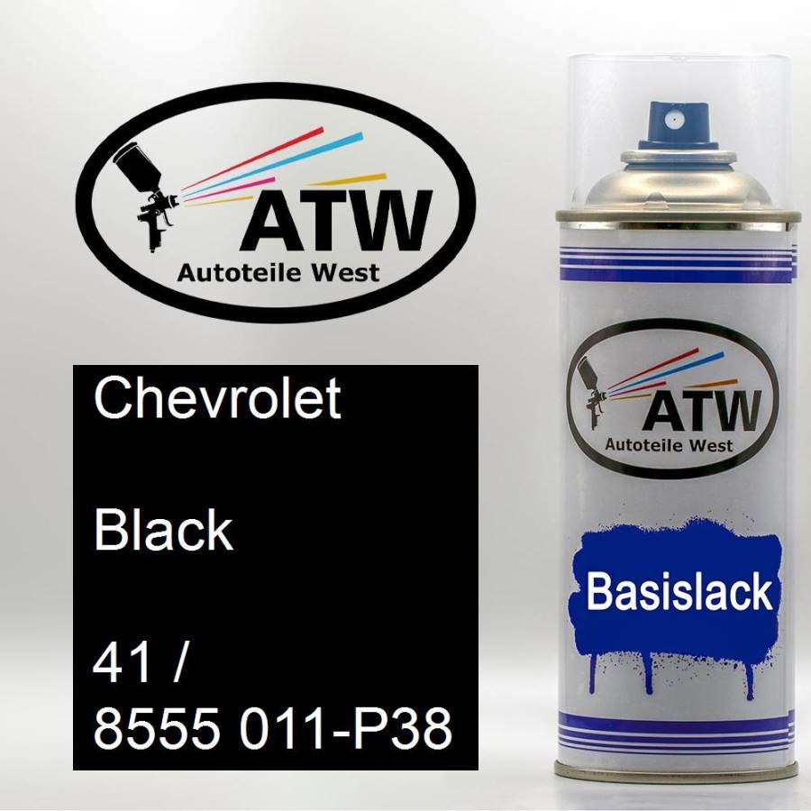 Chevrolet, Black, 41 / 8555 011-P38: 400ml Sprühdose, von ATW Autoteile West.